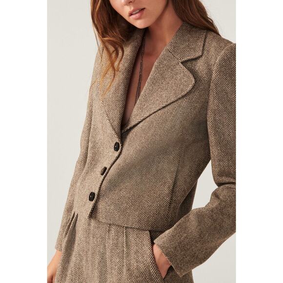 BA&SH Blanche Blazer Beige Cropped Long Sleeves Lady Jacket Women's 1/US 4 - Picture 2 of 15